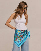 WLQS524 Paisley Print Square Scarf: White