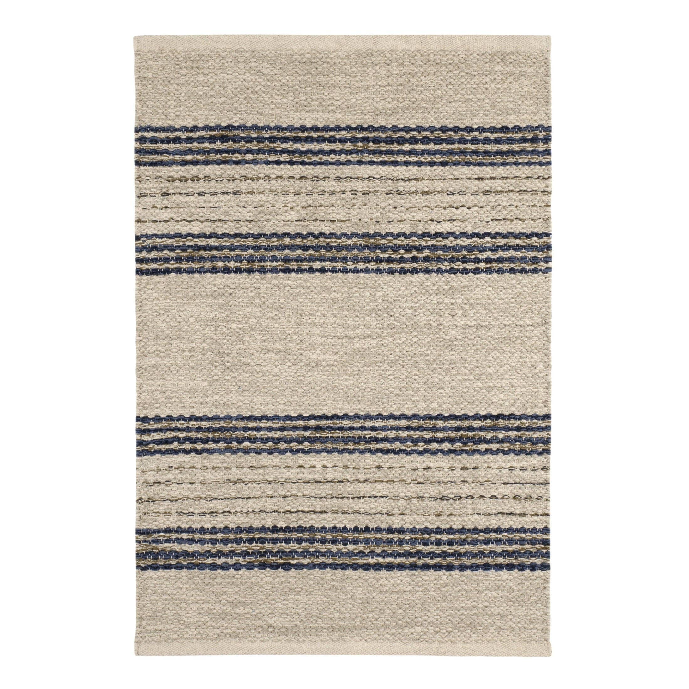 Cielo Stripe Handwoven Cotton Rug | Navy: 2' x 3'