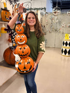 Metal Jack O Lantern Stack w/ Ghost 40" | Halloween Decor