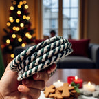 Christmas Coasters, Red Candy Cane Braided Cotton Gift Sets: Red & Green-4pk