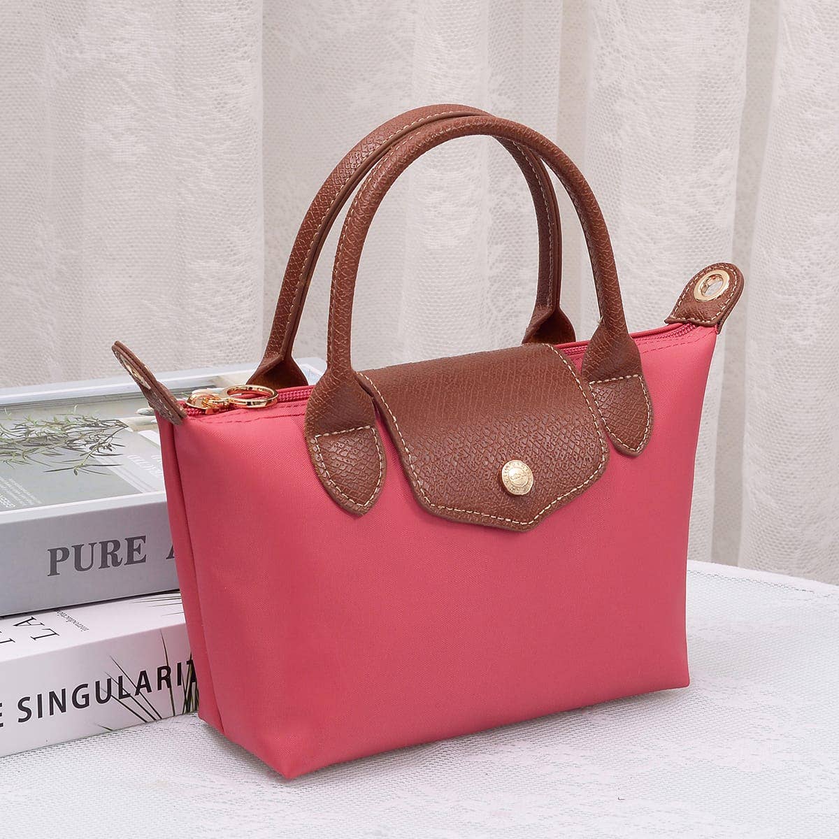 HM782 Britney Nylon Double Handle Crossbody Bag: Ivory