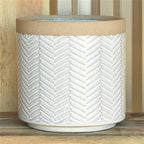 Ramos Banded Chevron Cachepot, Stoneware - 6