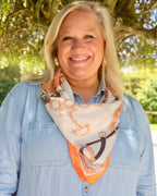 Edie Equestrian Print Scarf Orange