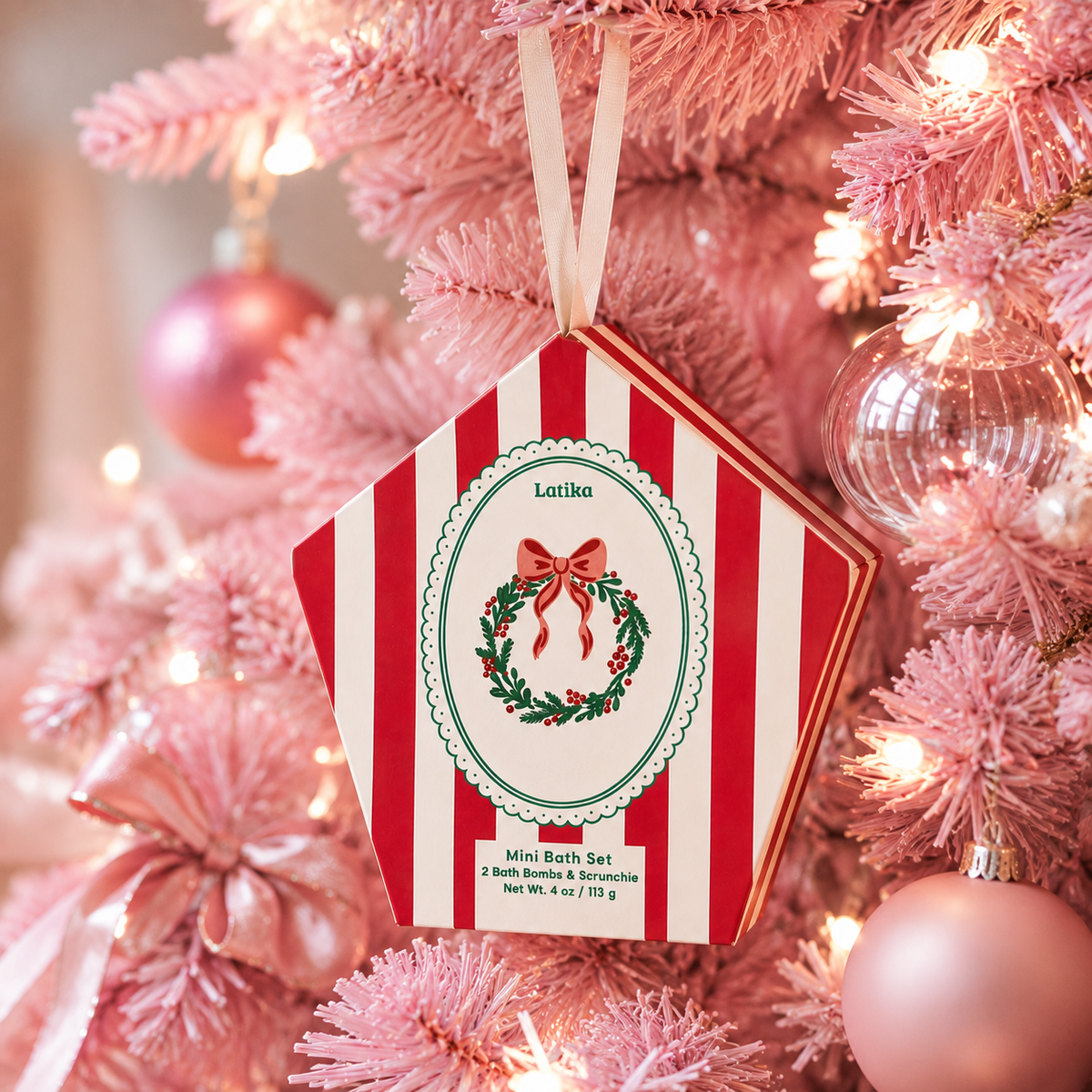 Christmas Bath Bomb Gift Set - Wreath Stocking Stuffer Box