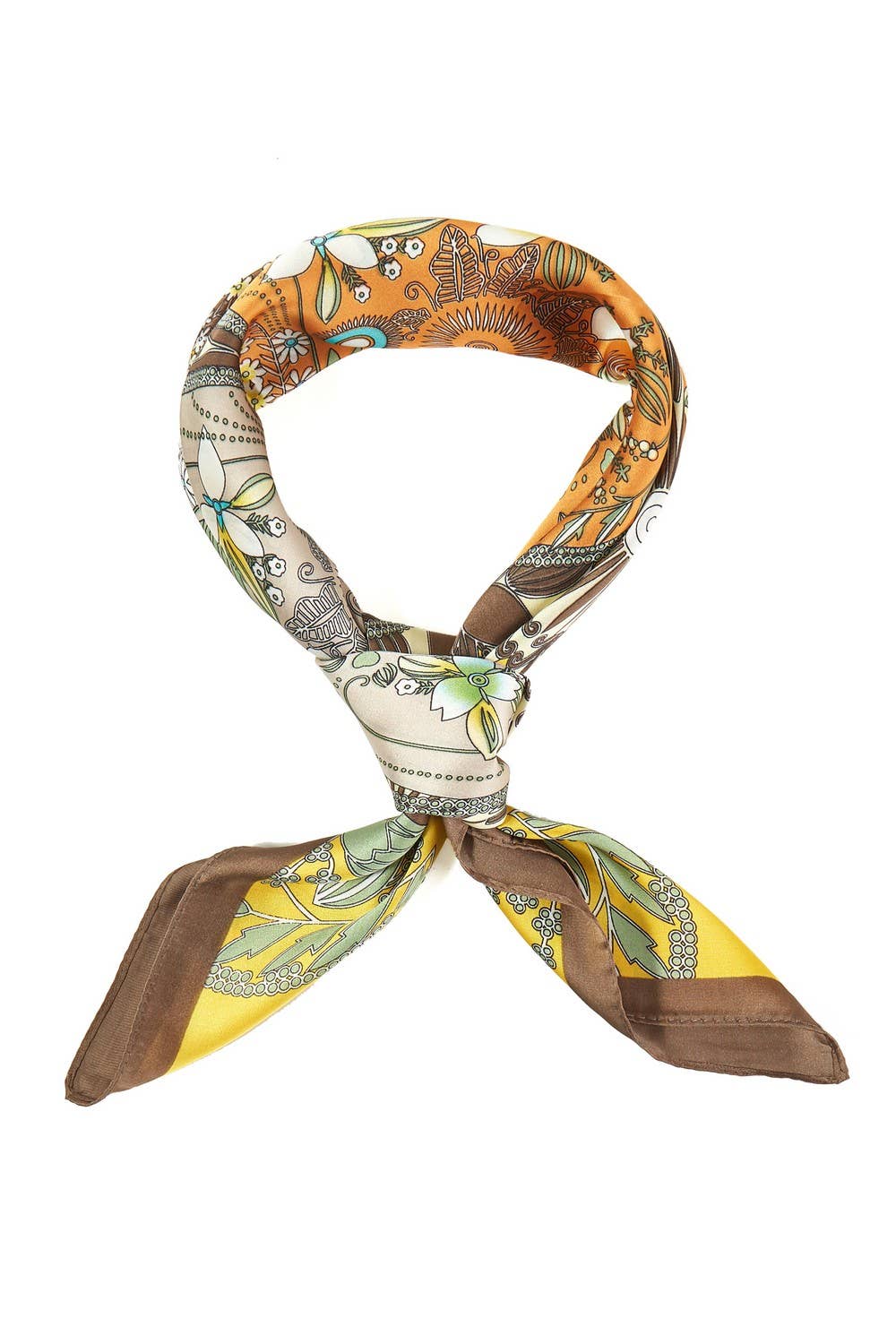 Four-Leaf Clover And Flower Square Bandana Scarf: OV