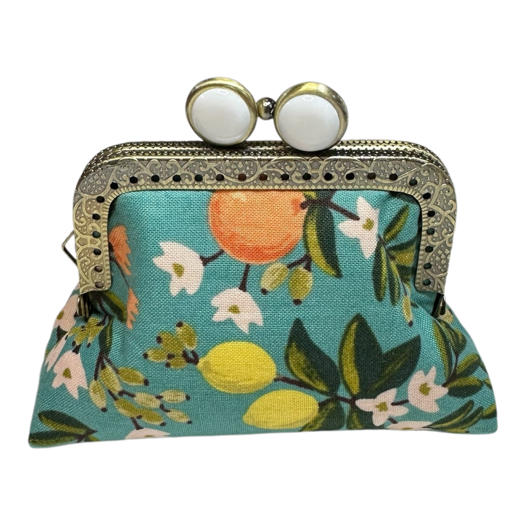 Kiki & Syds Mini Clutch Coin Purse - Citrus Teal: Black