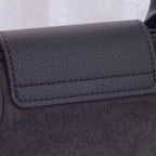 SD782  Britney Suede Double Handle Crossbody Bag: Black