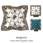 WLQS528 Chain Print Square Scarf: Teal
