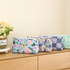 Floral Canvas Cosmetic Case Toiletry Bag Makeup Bag: Bluebonnet Bloom