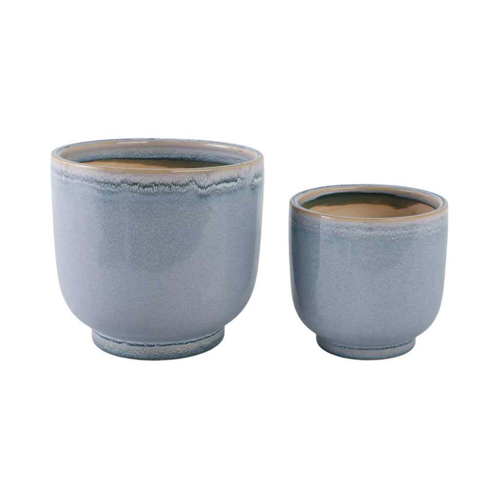 4" Ceramic Reactive Glazed Planters  Blue