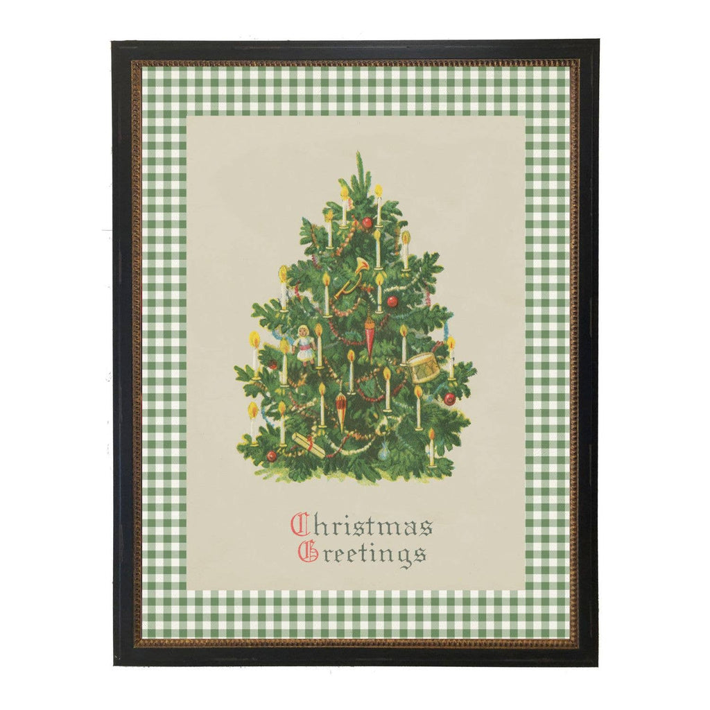 Christmas greetinGG print matted in green gingham: Black With Bead 1300-905 U / 12" X 16"