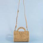 Natural Woven Straw Structure Top Handle Bag: NAT