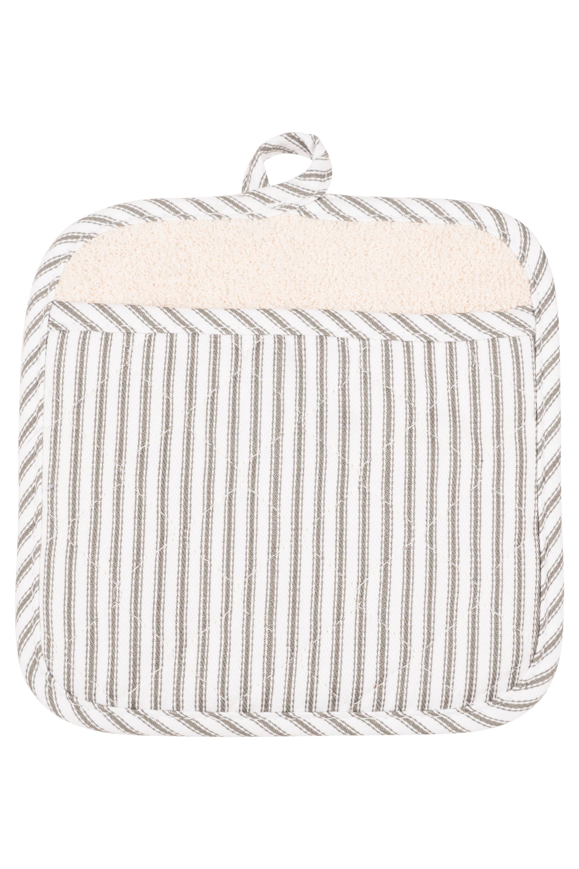 KAF Home Metro Stripe Terry Lined Pot Mitt: Black