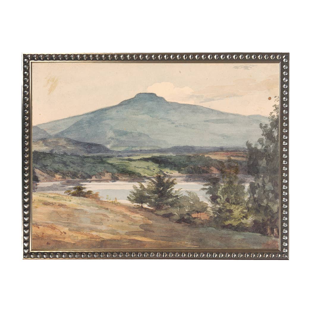 Vintage watercolor landscape: Black With Bead 1300-905 U / 20" X 16"