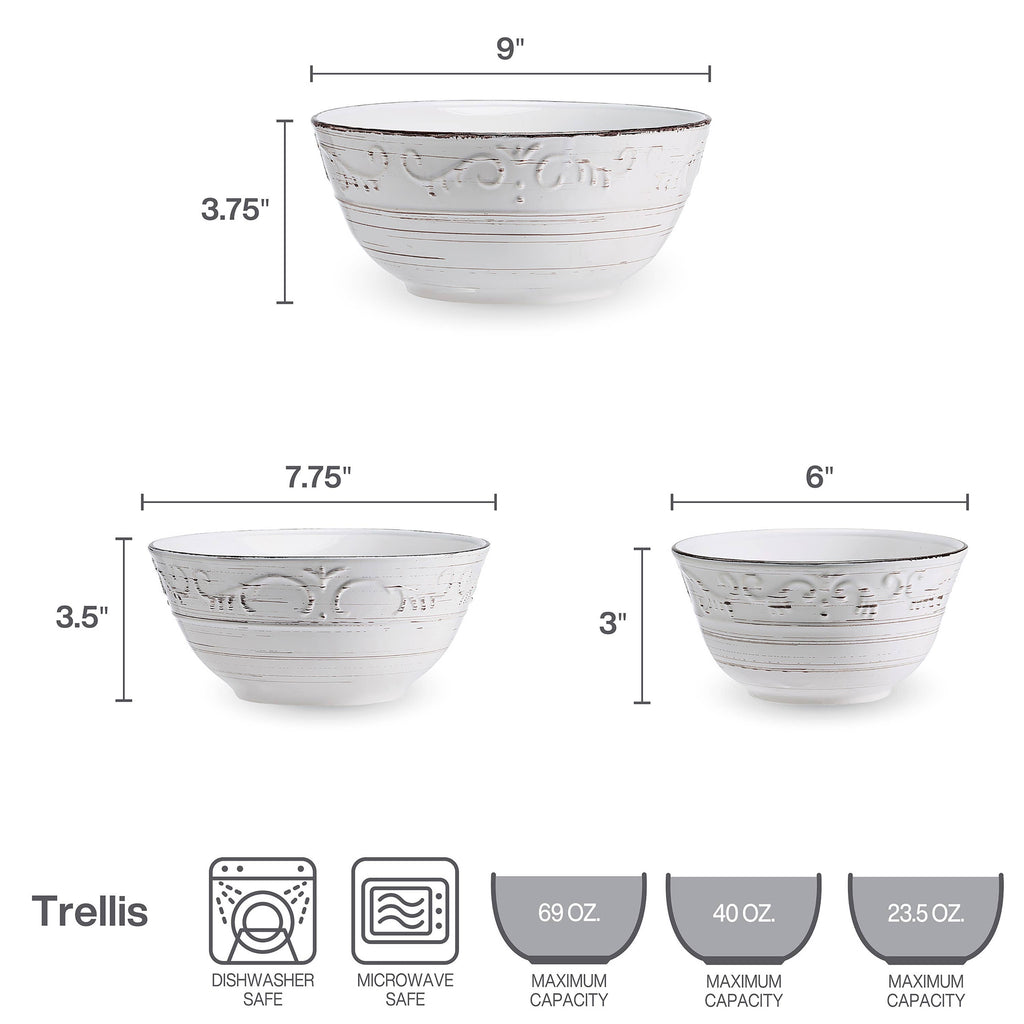 Pfaltzgraff Trellis White Serving Bowl S3