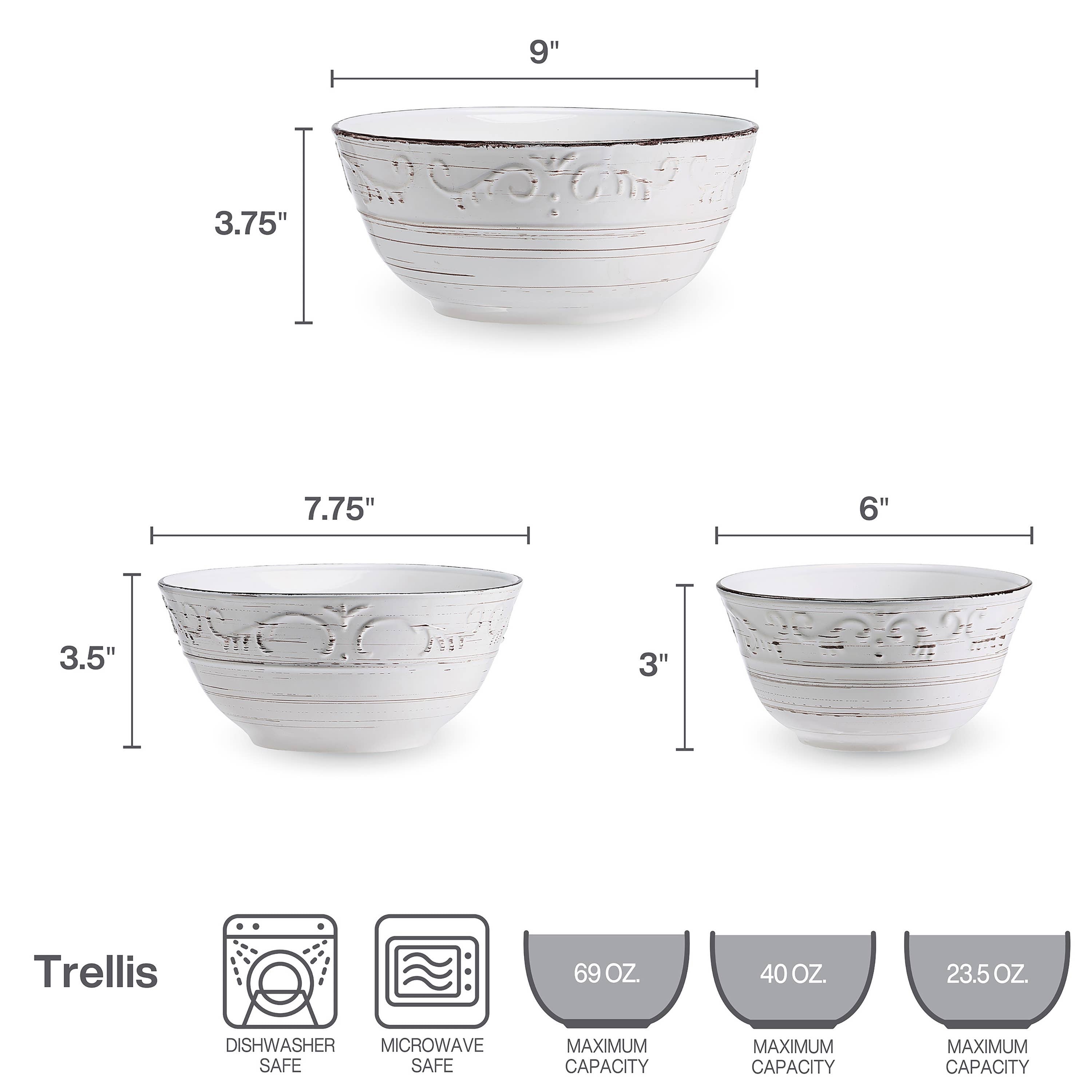 Pfaltzgraff Trellis White Serving Bowl S3