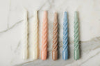 Lacquered Twisted Taper Candles, Denim, Set of 6