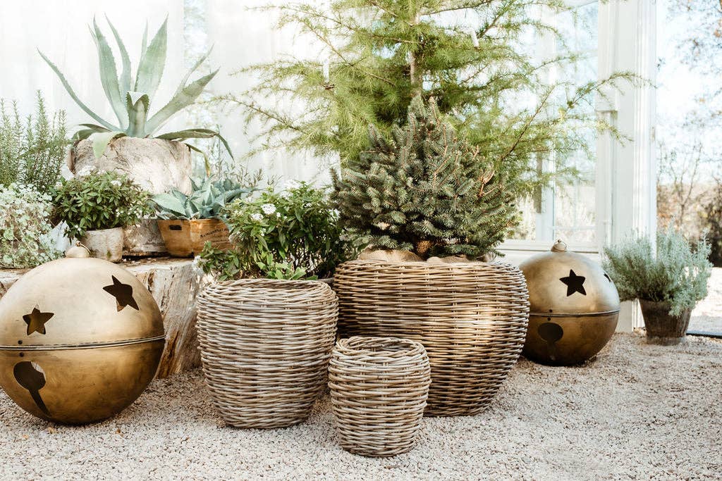 Rattan Garden Baskets: Large - 19 ½" H
