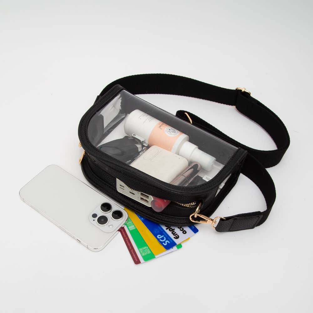 Game Day Stadium Clear Crossbody Bag: Gold