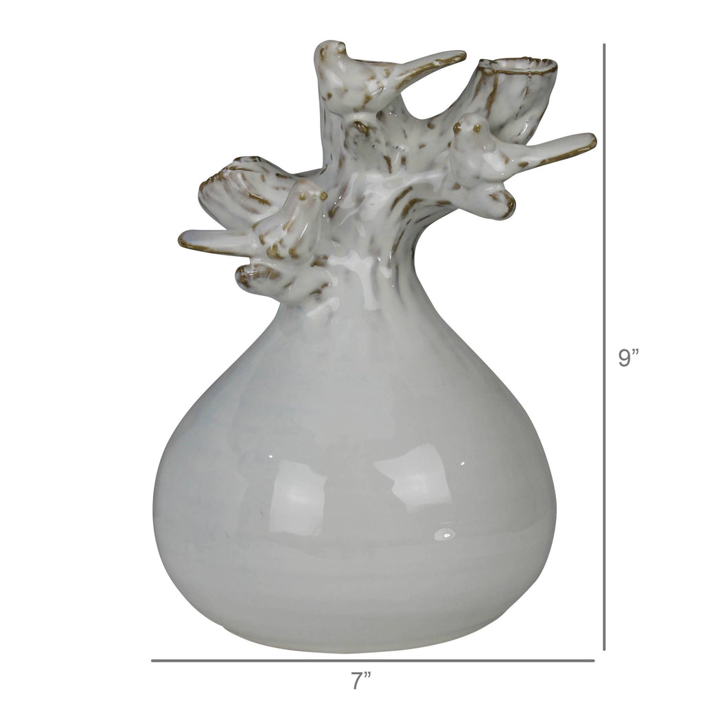 Vase with Branch and Bird, Ceramic