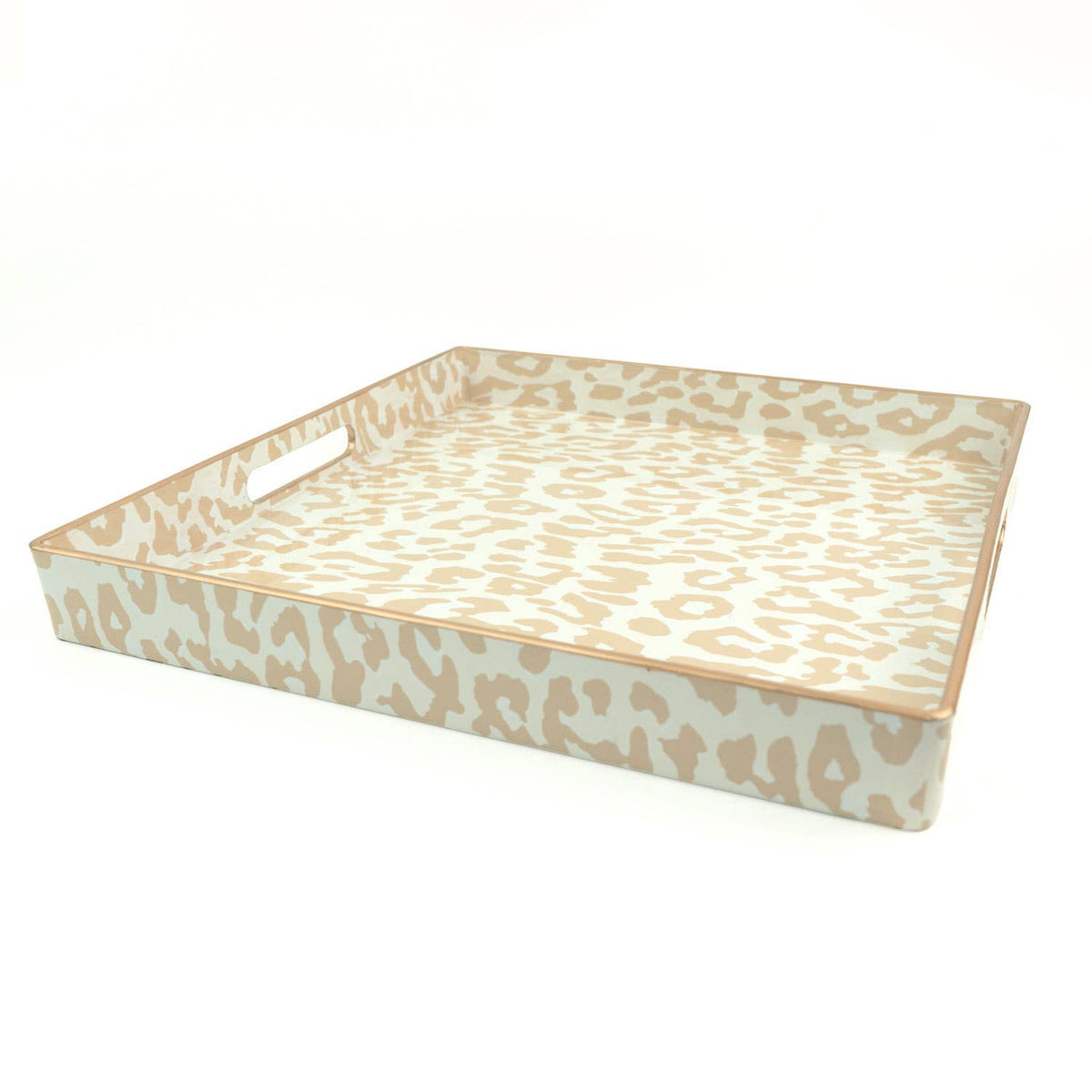 Leopard Print Square Resin Serving Tray, 13-Inch