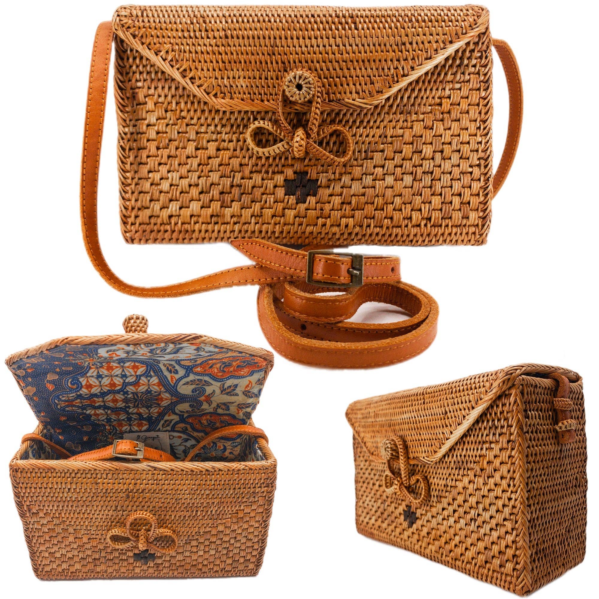 Bali Rattan Crossbody Bag - Postman Messenger Bag
