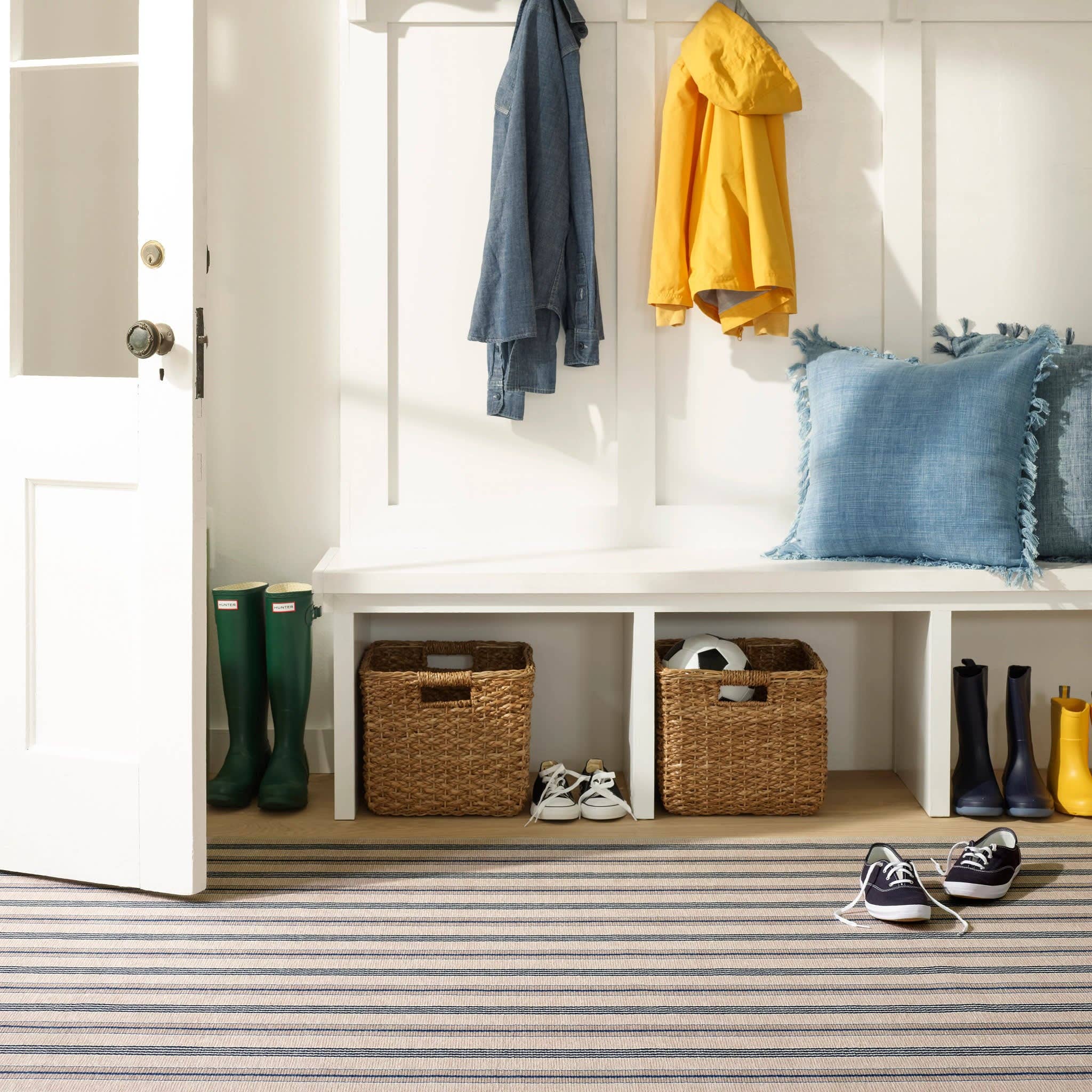 Nimes Ticking Machine Washable Rug | Neutral: 2' x 3'