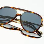 Shay (NEW) Unisex Aviator Sunglasses : Tortoise / Solid Gray