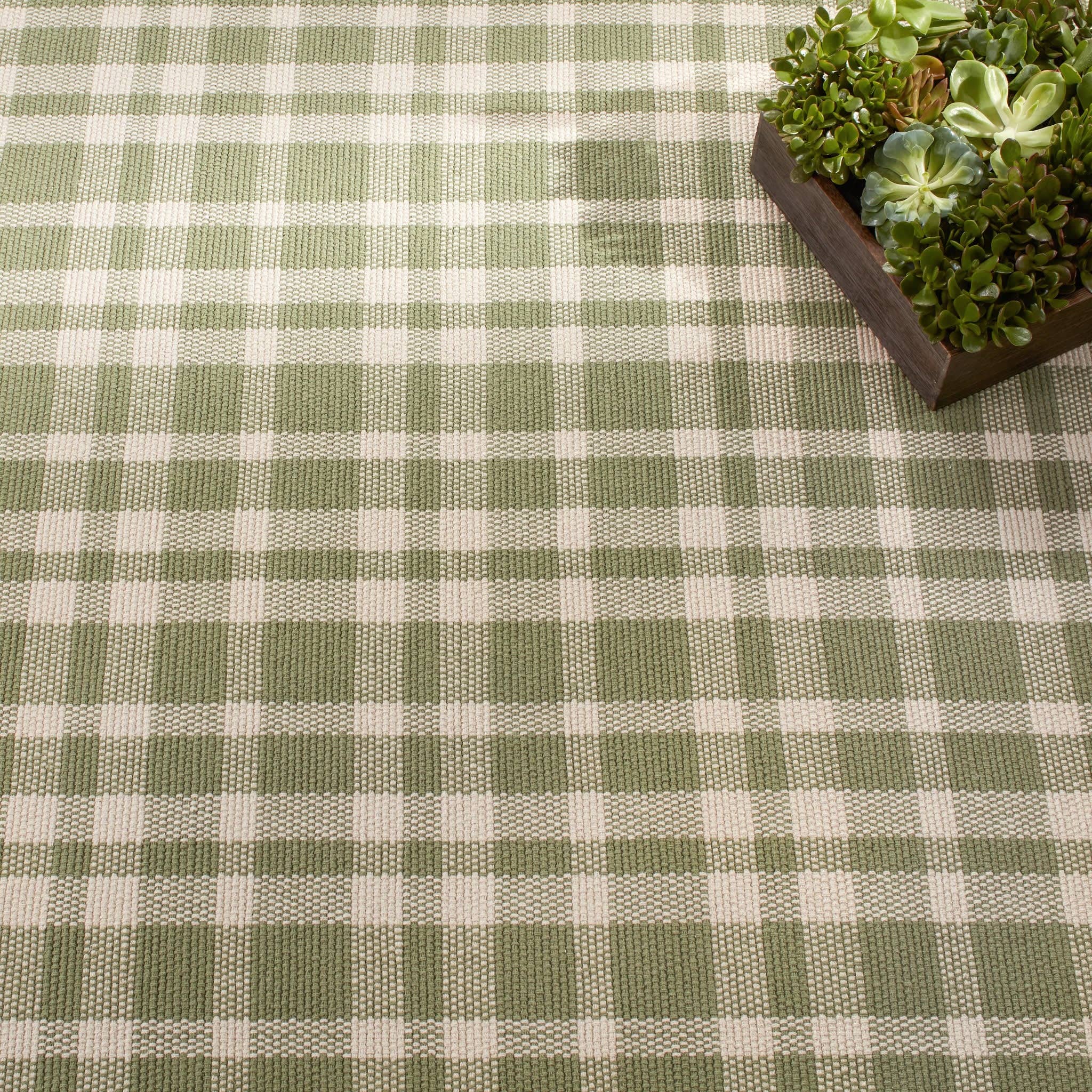 Tattersall Handwoven Cotton Rug | Sage: 2' x 3'