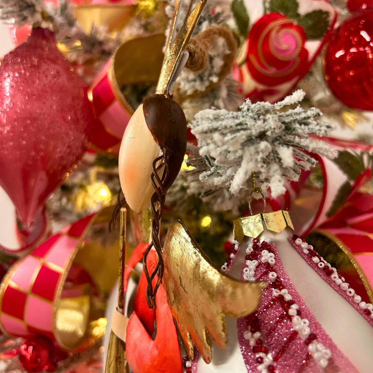Whimsy Hanging Metal Angel Ornament w/ Horn 16.5"