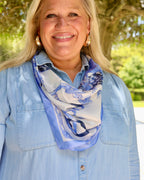 Edie Equestrian Print Scarf Blue: Default
