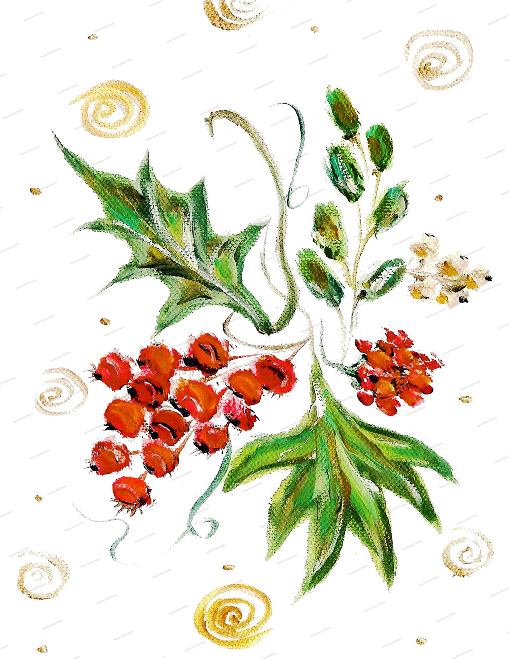 Holly Berry Kitchen Towel