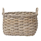 Rattan Rounded Oval Storage Basket: Large - 19" H with Handles