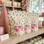 Mini Bath Bombs Gift Bag - Christmas holly -  Cranberry Fizz