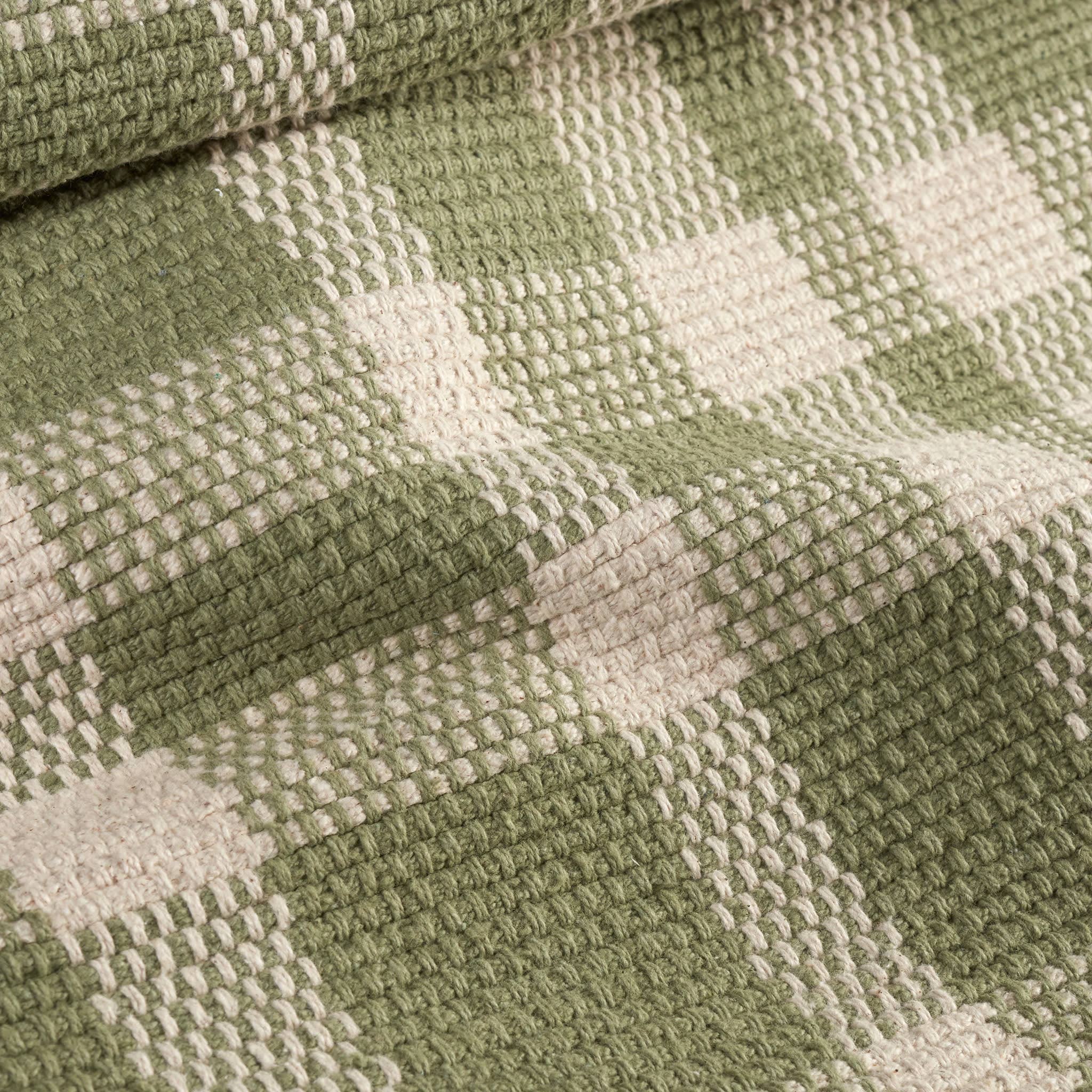 Tattersall Handwoven Cotton Rug | Sage: 2' x 3'