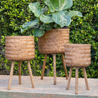 Planter Set of 3 - Brown Bamboo Wood Wicker, 11/13/15 in.