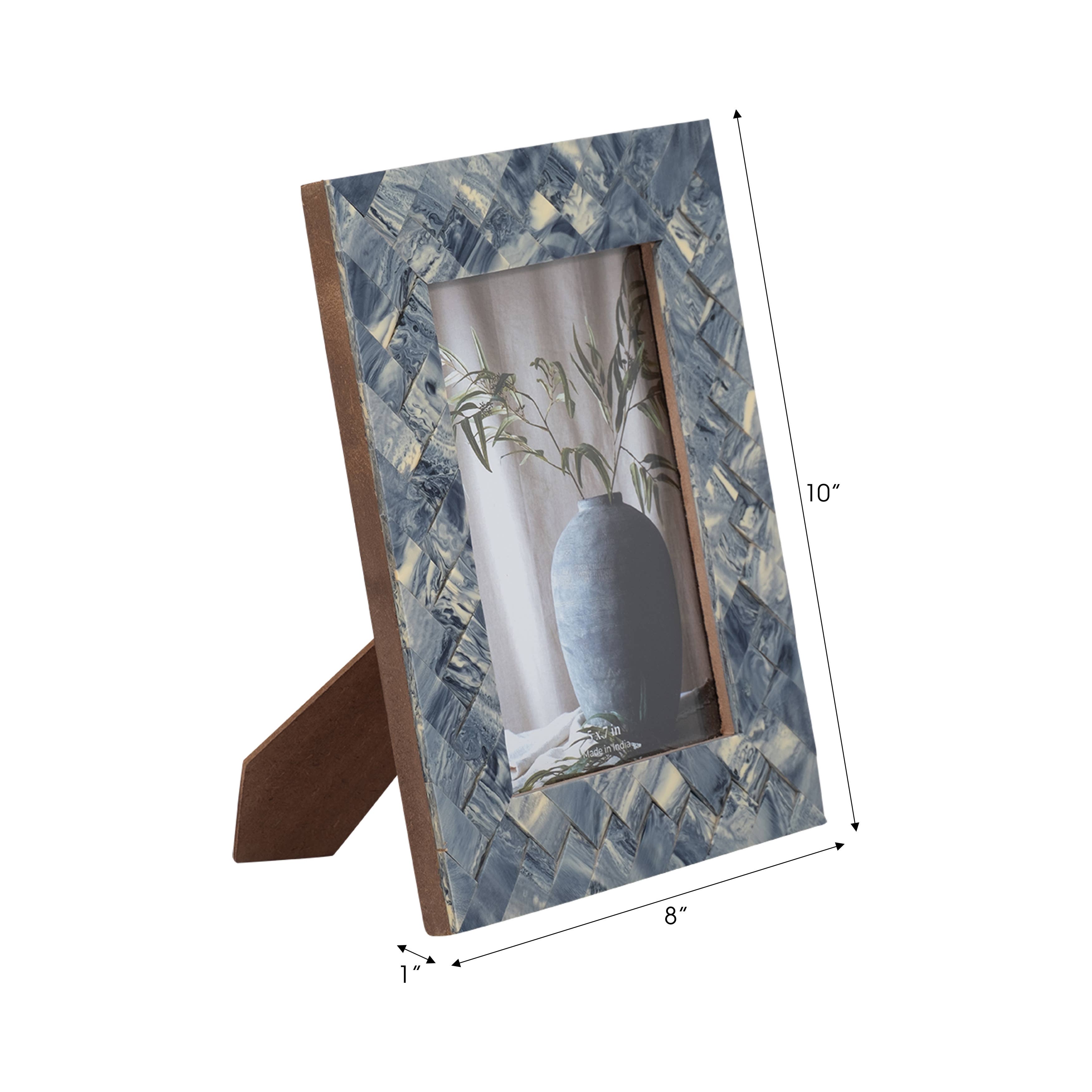 Photo Frame - Blue/Ivory Resin Woven, 5x7 in.