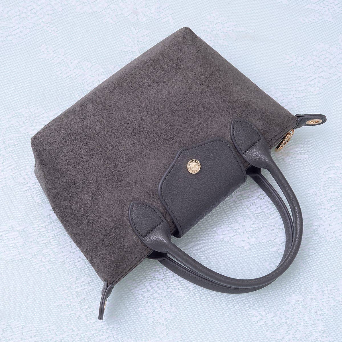 SD782  Britney Suede Double Handle Crossbody Bag: Black