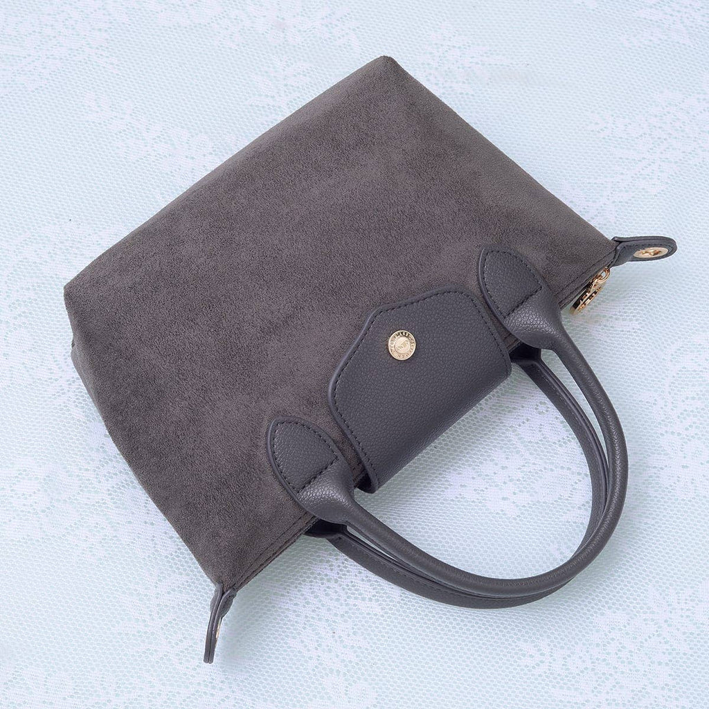 SD782  Britney Suede Double Handle Crossbody Bag: Cognac