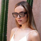 Camilla Acetate Womens Rectangular Sunglasses: Brown Tortoise