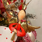 Whimsy Hanging Metal Angel Ornament w/ Horn 16.5"