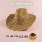 Paper Straw Braided Cord Band Cowboy Hat: KA