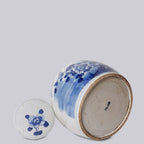Blue & White Porcelain Bird & Flower Med. Round Storage Jar