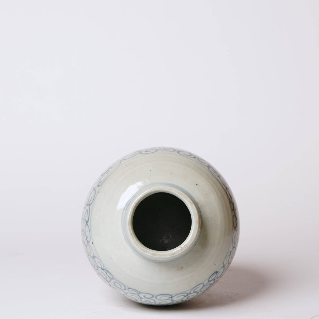 Delicate Curlicue Blue and White Porcelain Vase