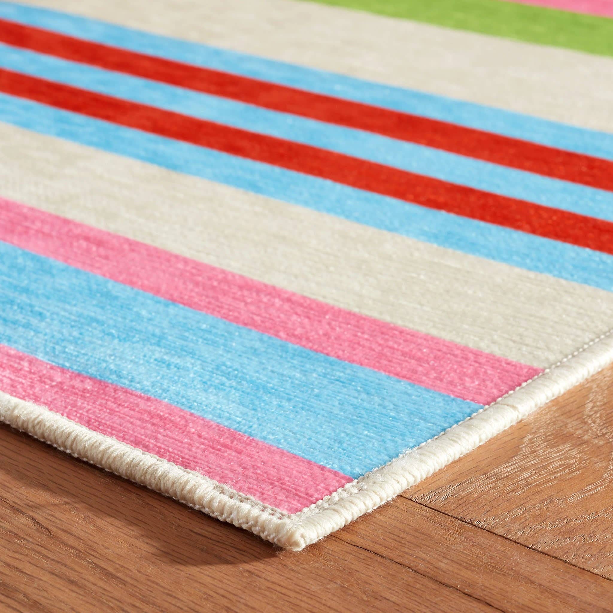 Beach Stripe Machine Washable Rug | Multi: 2' x 3'