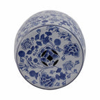Stool - Blue Ceramic Elegant Hydrangea Chinoiserie, 18 in.