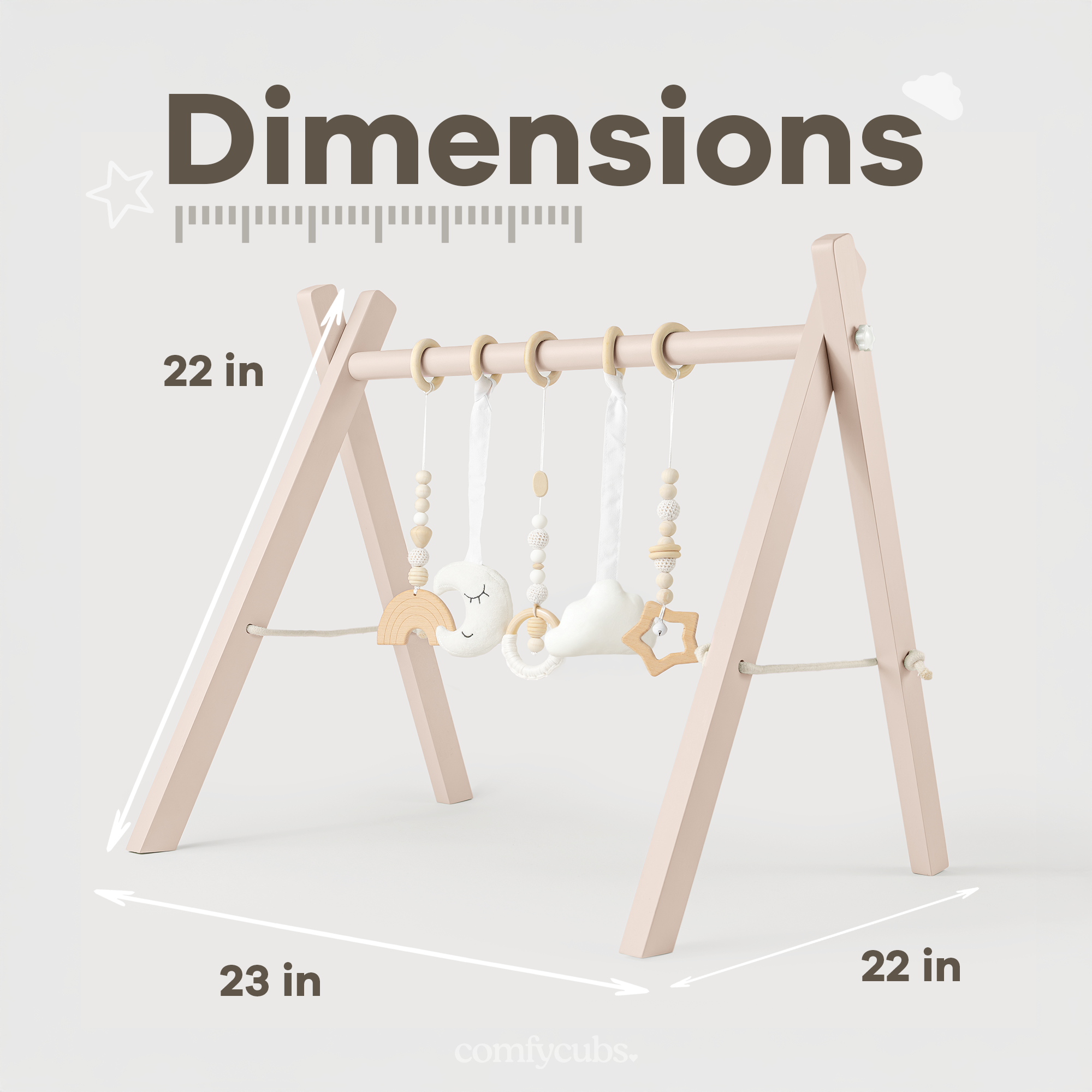 Wooden Baby Play Gym, Baby Activity Gym by Comfy Cubs: Natural Wood