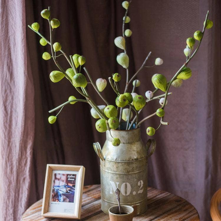 Artificial Fig Fruit Stem 30" Tall Silk Branch: Green / One Stem