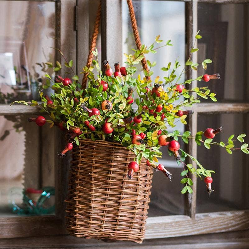 Artificial Fruit Small Pomegranate Fruit Stem 23" Tall: One Stem