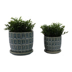 Blue 6/8 in. Ceramic Squoval Saucer Planter (Set of 2)